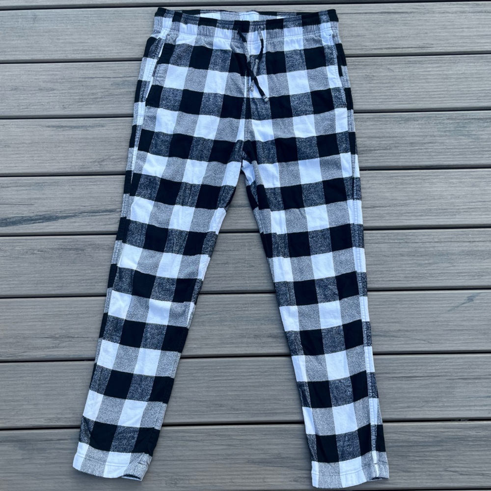 Hollister; Y2K; Classic; Black & White Plaid; Soft Sleep Pants; Large (Tall)